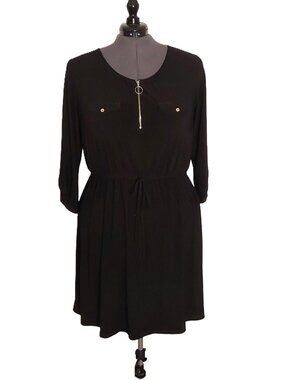 PerSeption Woman Black Zip Front Dress SZ 2X
